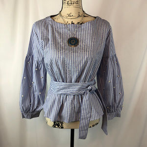 Allison New York Pearly Sleeve Striped Top Medium